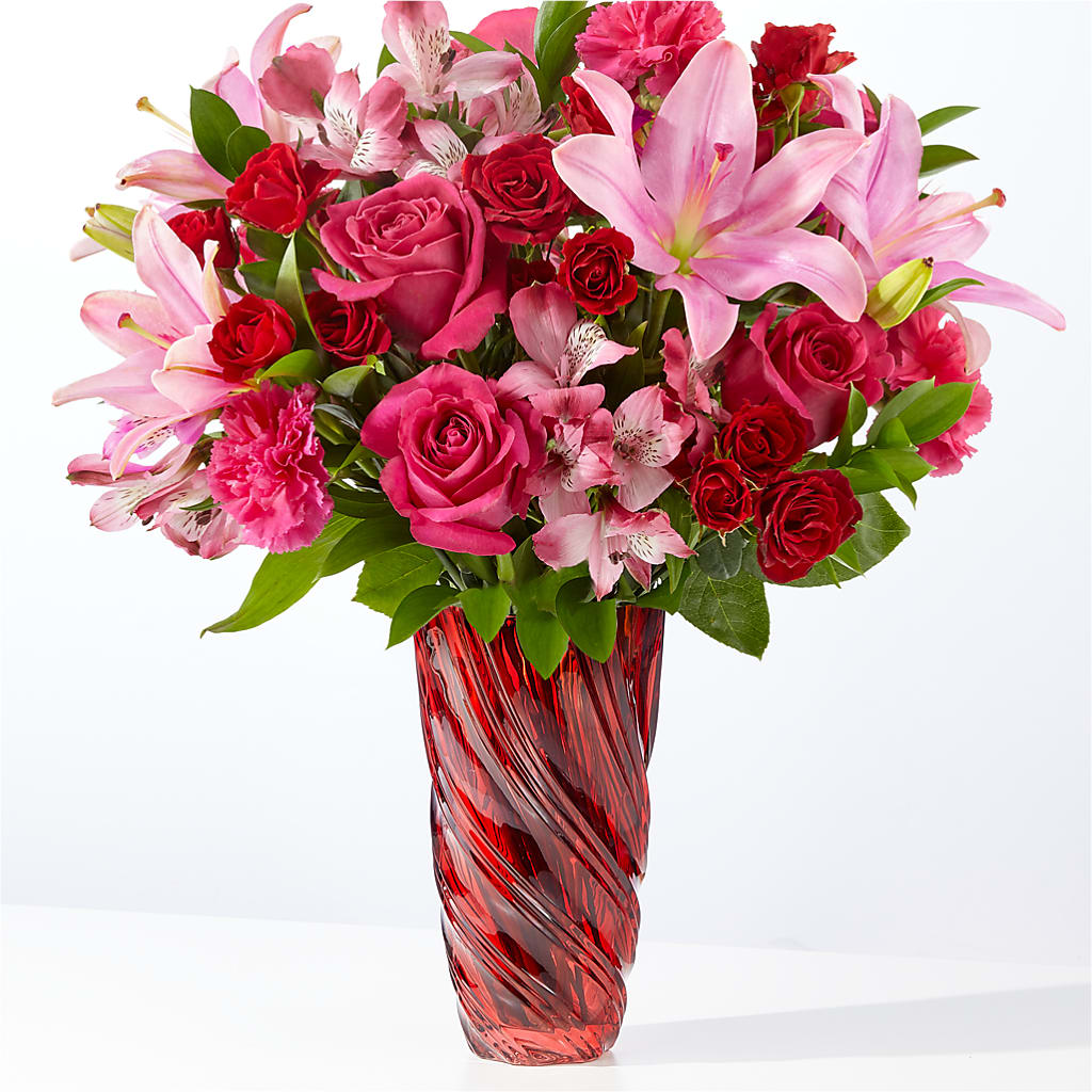 In Love Bouquet with Luxe Swirl Vase – Special Occasion By Ora, Independence LA