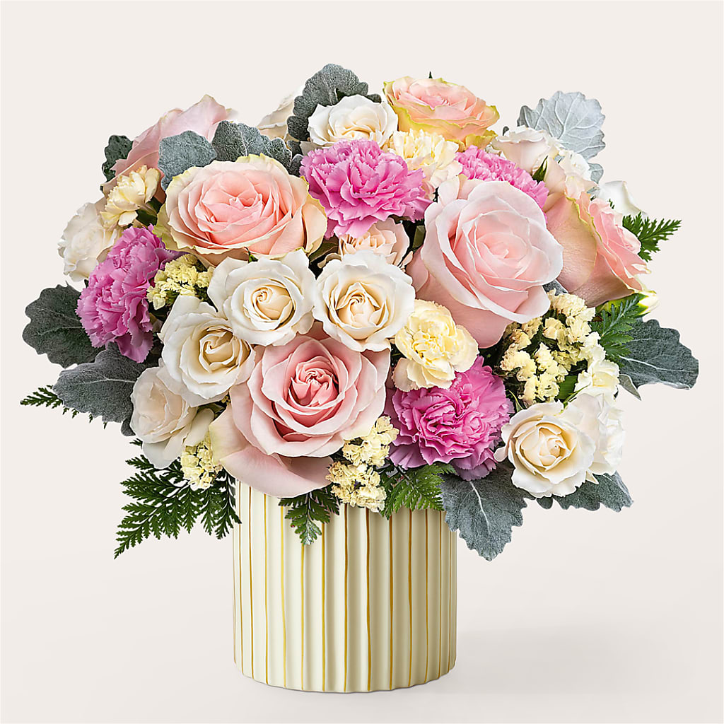 Blissful Moments Bouquet with Ivory Vase – Special Occasion By Ora, Independence LA