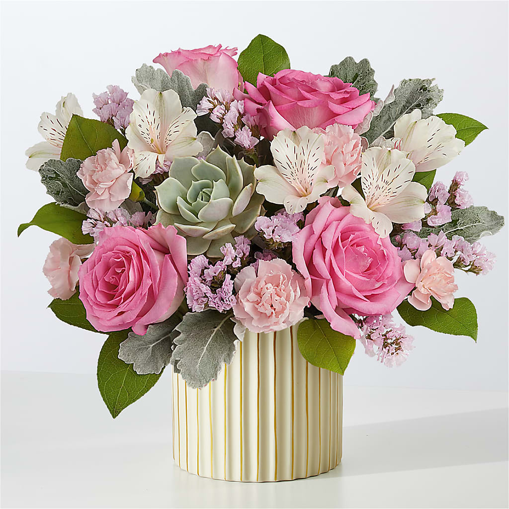 Dusty Rose Bouquet with Ivory Vase – Special Occasion By Ora, Independence LA