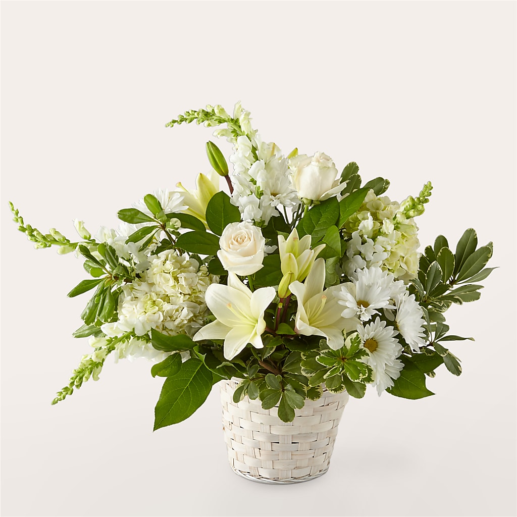 Ivory Elegance Floral Basket – Special Occasion By Ora, Independence LA