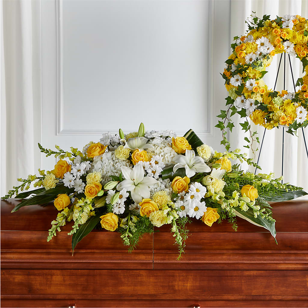 Golden Harmony Casket Spray – Special Occasion By Ora, Independence LA