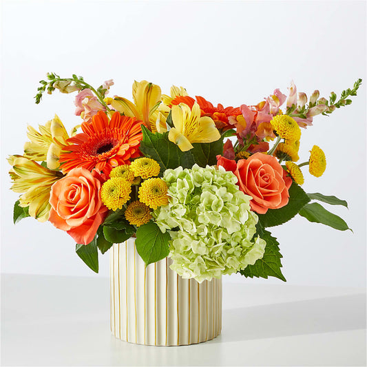 Autumn Sunshine Bouquet with Ivory Vase –  Special Occasion By Ora, Independence LA