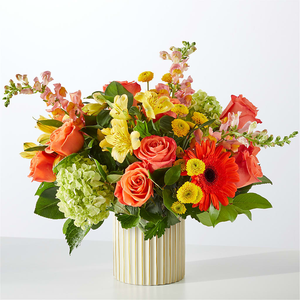 Autumn Sunshine Bouquet with Ivory Vase –  Special Occasion By Ora, Independence LA