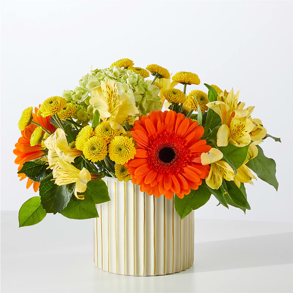 Autumn Sunshine Bouquet with Ivory Vase –  Special Occasion By Ora, Independence LA