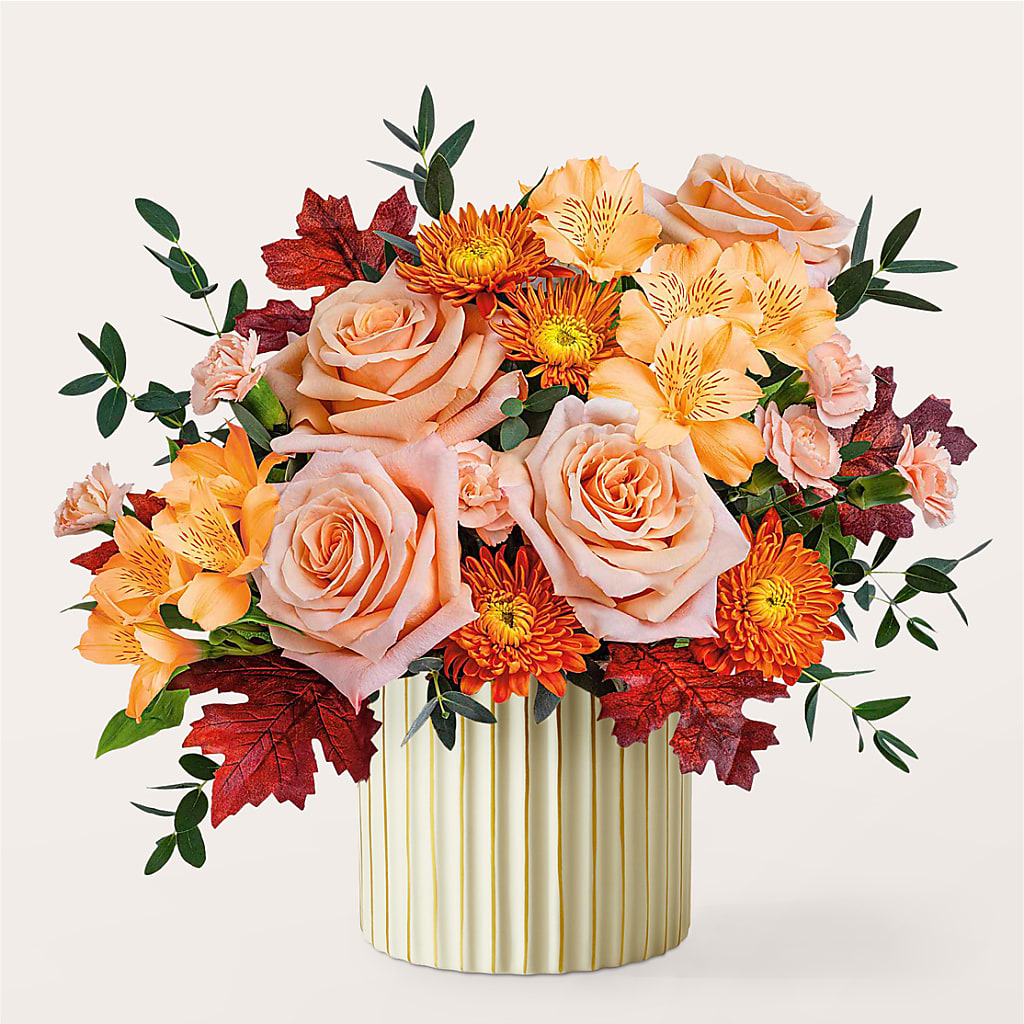 Spiced Latte Bouquet with Ivory Vase –  Special Occasion By Ora, Independence LA