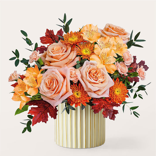 Spiced Latte Bouquet with Ivory Vase –  Special Occasion By Ora, Independence LA